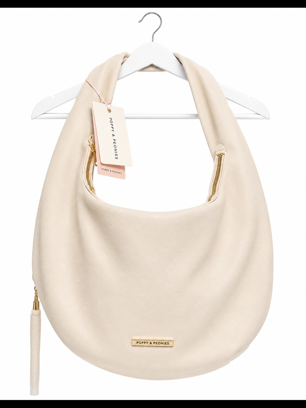 POPPY & PEONIES LARGE CREAM HOBO